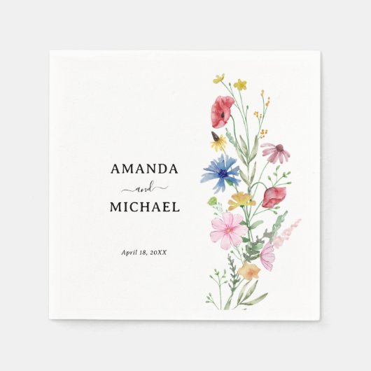 Elegante Wildblumen Hochzeit Serviette (Vorderseite)