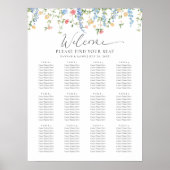 Elegante Wildblumen-Hochzeit Sitzplan Poster (Vorne)