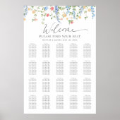 Elegante Wildblumen-Hochzeit Sitzplan Poster (Vorne)