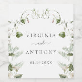 Elegante Wildblumen Hochzeit Weinetikett (Einzelnes Label)