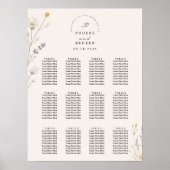Elegante Wildblumen-Hochzeits-Sitzplan Poster (Vorne)