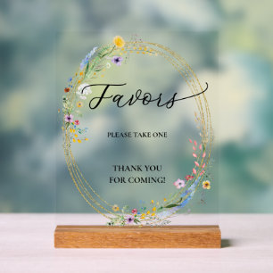 Elegante Wildblumen-Hochzeitsbrunch-Geschenke Acrylschild