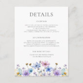 elegante Wildblumen Hochzeitsdetails Flat Card (Vorderseite)