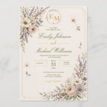 Elegante Wildblumen-Hochzeitseinladung