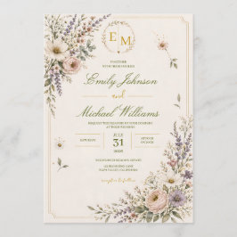Elegante Wildblumen-Hochzeitseinladung Einladung