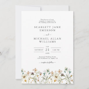 Elegante Wildblumen-Hochzeitseinladungen Einladung