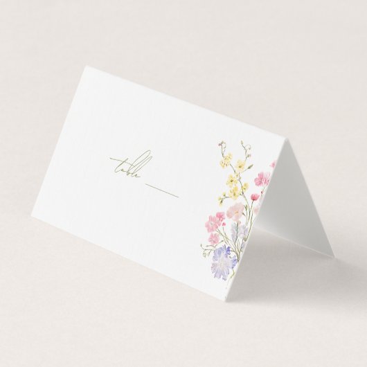 Elegante Wildblumen-Hochzeitsplatzkarten (Vorderseite)