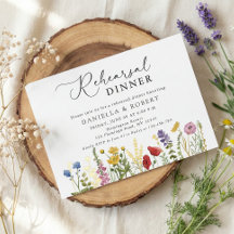 Elegante Wildblumen-Hochzeitsprobe-Dinner
