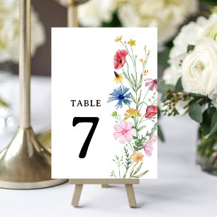 Elegante Wildblumen-Hochzeitstisch-Nummer Tischnummer