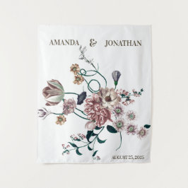 Elegante Wildblumen im Hintergrund eines Hochzeits Wandteppich