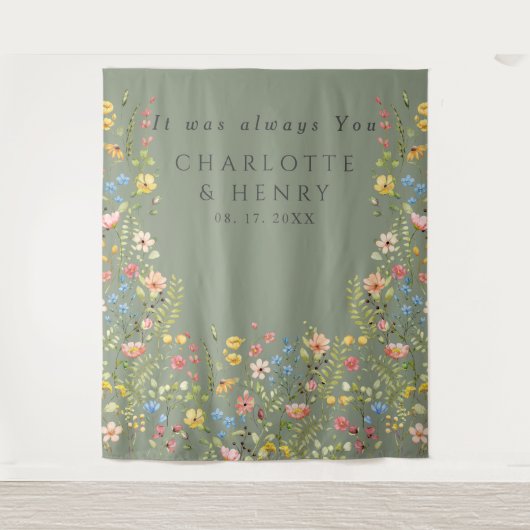 Elegante Wildblumen im Hintergrund Wandteppich (Vorderseite)