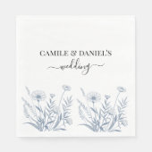 Elegante Wildblumen Immergrün Hochzeit Serviette (Vorderseite)