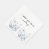 Elegante Wildblumen Immergrün Hochzeit Serviette (Ecke)