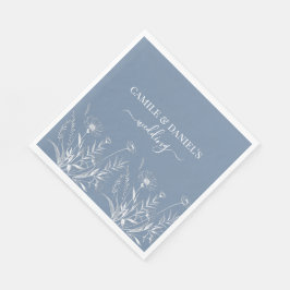 Elegante Wildblumen Immergrün Hochzeit Serviette