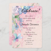 Elegante Wildblumen in Rosa und Blauer Flora zum G Einladung (Vorne/Hinten)