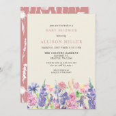 Elegante Wildblumen Kinderdusche Einladung (Vorne/Hinten)