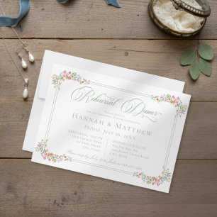 Elegante Wildblumen-Krone Hochzeitsprobe Einladung