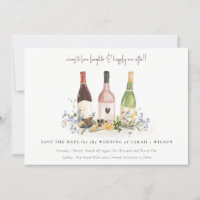 Elegante Wildblumen Liebe Weinflaschen