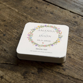 Elegante Wildblumen Lila-Gelbe Blumenhochzeit Getränkeuntersetzer