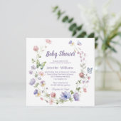 elegante Wildblumen lila schicke Mädchendusche Einladung (Stehend Vorderseite)