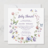 elegante Wildblumen lila schicke Mädchendusche Einladung (Vorderseite)