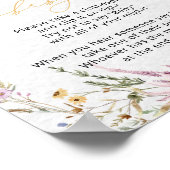 Elegante Wildblumen mit Blumen sagen kein Babypost Poster (Ecke)