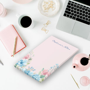 Elegante Wildblumen mit rosa blauem Wasser Post-it Klebezettel