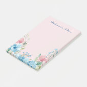 Elegante Wildblumen mit rosa blauem Wasser Post-it Klebezettel (angewinkelt)