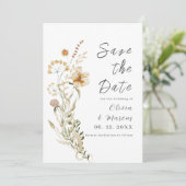 Elegante Wildblumen Modernes Foto Fall Save The Date (Stehend Vorderseite)