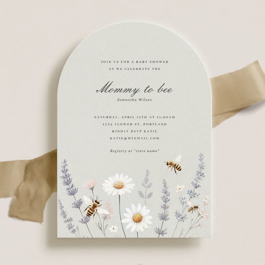 Elegante Wildblumen Mommy to Bee Baby Shower Einladung