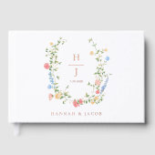 Elegante Wildblumen-Monogramm-Hochzeit  Gästebuch (Vorderseite)