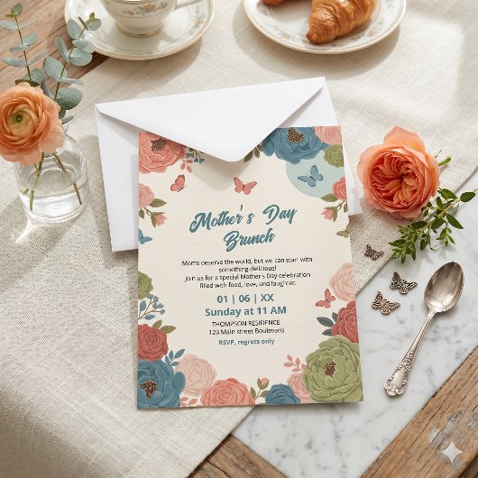 Elegante Wildblumen-Muttertags-Brunch-Einladung Einladung