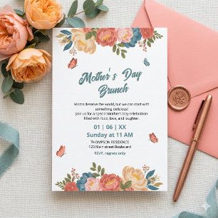 Elegante Wildblumen-Muttertags-Brunch-Einladung  Einladung
