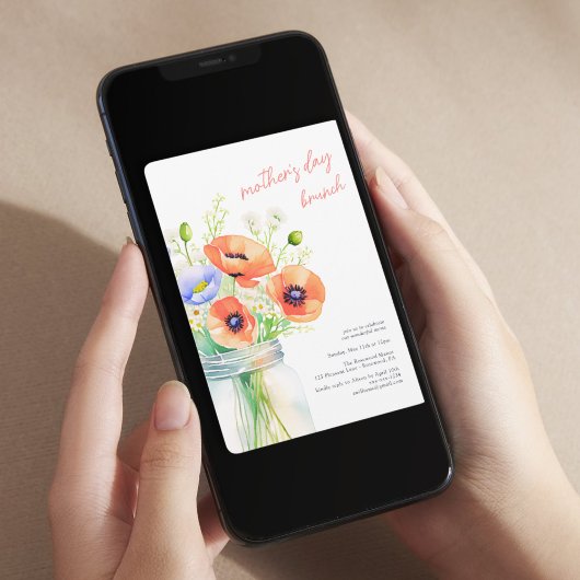 Elegante Wildblumen Muttertagsbrunch Einladung