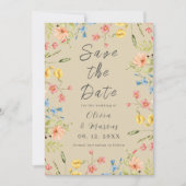 Elegante Wildblumen neutral Save The Date (Vorderseite)