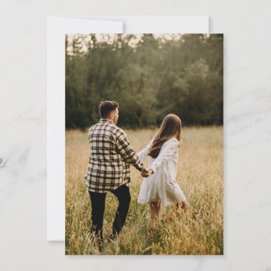 Elegante Wildblumen neutrales Beige Foto Fall Save The Date (Rückseite)