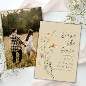 Elegante Wildblumen neutrales Beige Foto Fall Save The Date