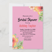 Elegante Wildblumen Pink Boho Blumenkohl Brautpart Einladung (Vorderseite)