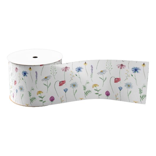 Elegante Wildblumen Ripsband (Spule)