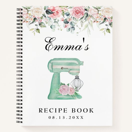 Elegante Wildblumen Rosa Aquamarines Rezept Buch (Vorderseite)