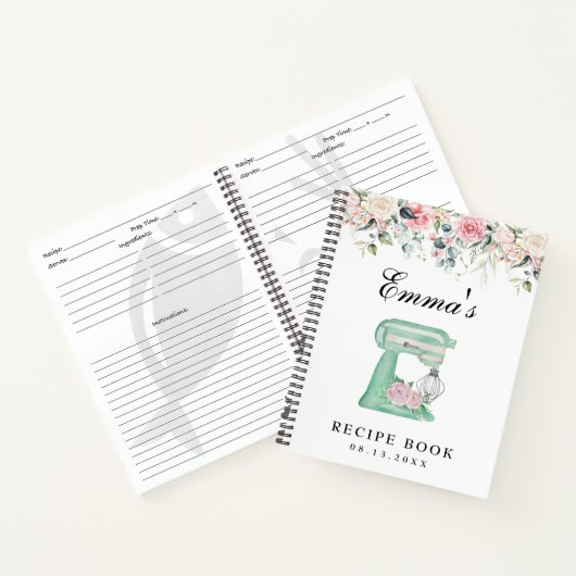 Elegante Wildblumen Rosa Aquamarines Rezept Buch (Innenseite)