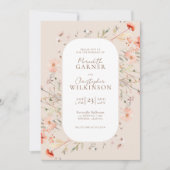 Elegante Wildblumen Rosa Blumenhochzeit Einladung (Vorderseite)