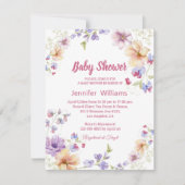 elegante Wildblumen Rosa Drehbuchschreiberin Babyd Einladung (Vorderseite)