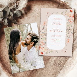 Elegante Wildblumen Rosa Einladung zur Hochzeit