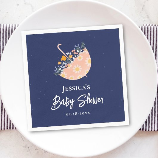 Elegante Wildblumen Rosa Schirmdusche Serviette