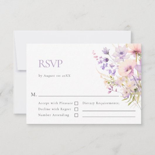 Elegante Wildblumen RSVP Karte (Vorderseite)