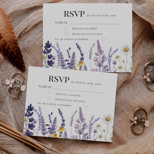 Elegante Wildblumen-Rustical-Hochzeit RSVP Karte