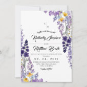Elegante Wildblumen-Rustico-Hochzeit Einladung (Vorderseite)