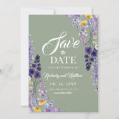 Elegante Wildblumen-Rustikal Sage-Hochzeit Save The Date (Vorderseite)