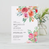 Elegante Wildblumen | Rustikale Foto-Hochzeit Einladung (Stehend Vorderseite)